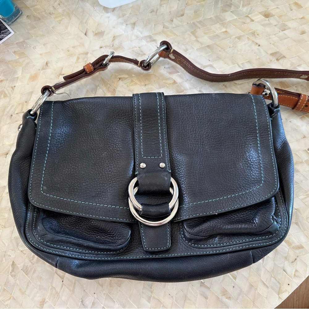 Black Leather Coach Shoulder Bag